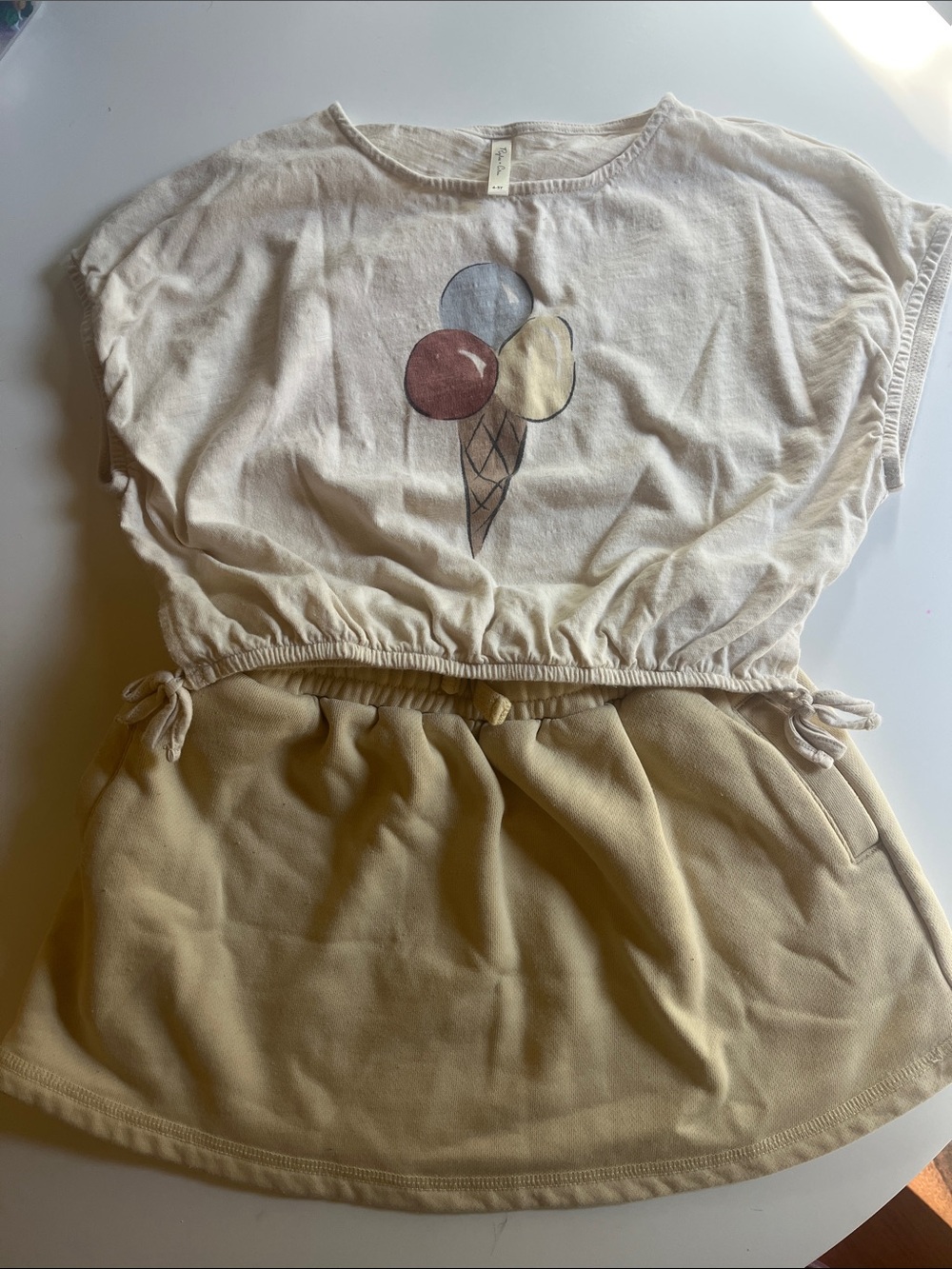 Rylee + Cru Cream Top with Pastel Ice Cream Graphic and volley skirt